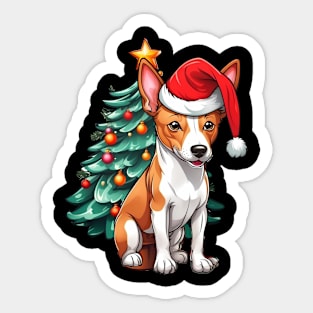 Christmas Basenji Dog Santa Hat Xmas Family Sweater Sticker